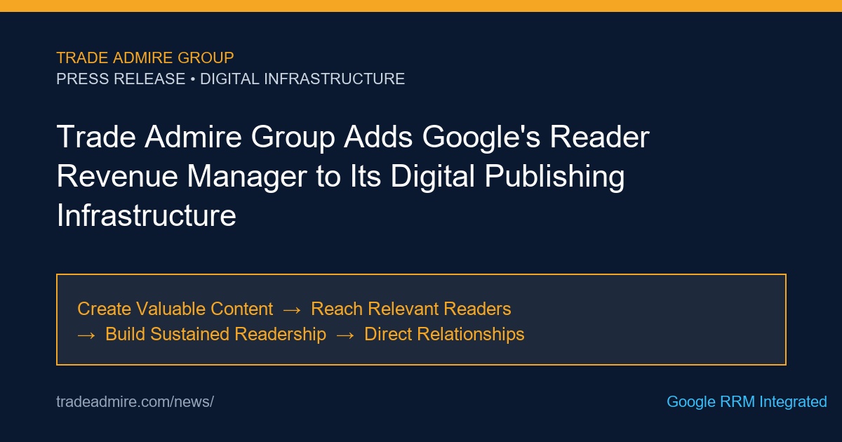 Trade Admire Group Adds Google’s Reader Revenue Manager to Its Digital Publishing Infrastructure